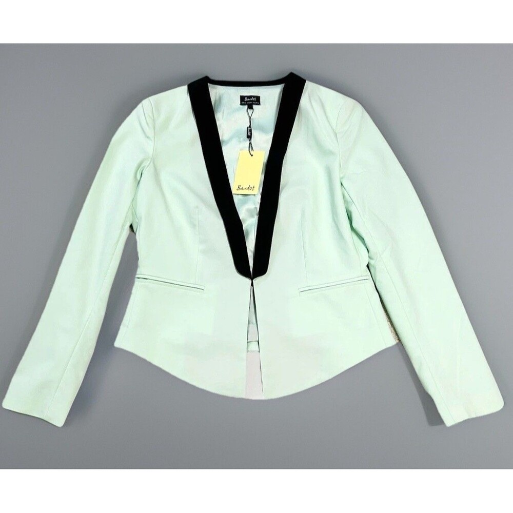 Bardot Luxe Tux Blazer In Mint With Black Trim Size 8 NWT